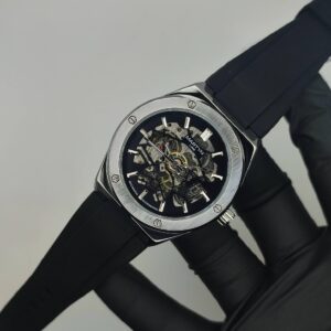Premium Mechanical Style Strap Watch ( Silver Black )
