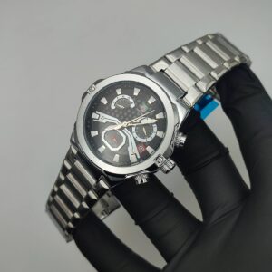 Business Casual Men's Chronograph Watch (Silver Black)