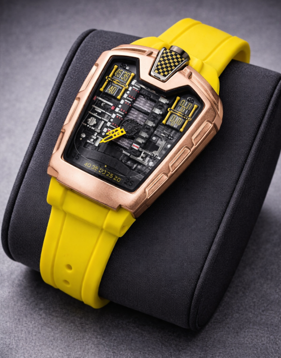 Luxury rose gold tonneau watch close-up